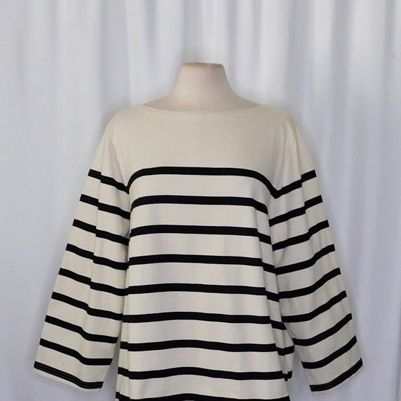 NWT! J. CREW Classic Mariner Cloth Boatneck T-Shirt Striped Natural Navy Blue 3X - Picture 4 of 16